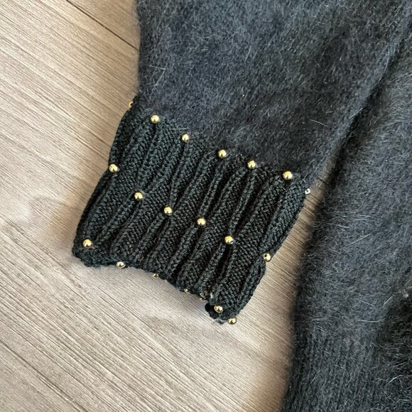 Vintage Angora Fuzzy Beaded Maximalist Sweater Knitwear Nina Austin Size L - Picture 5 of 6
